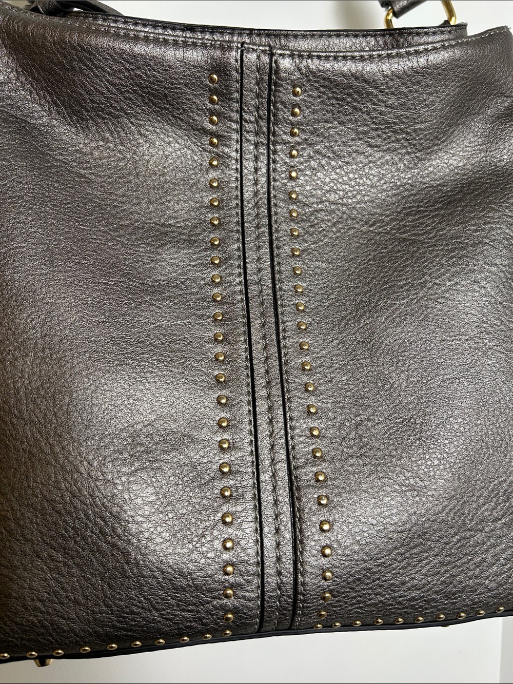 Montana West Studded Metallic Pewter Silver Hobo Shoulder Bag - Picture 4 of 15